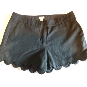 J Crew Shorts Women's Size 8 Black Linen Blend‎ Scalloped 3" Inseam